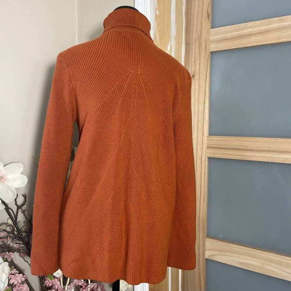 Chico’s Rust Turtleneck Keyhole Knit Tunic Sweater Size 2 Large Fall Winter